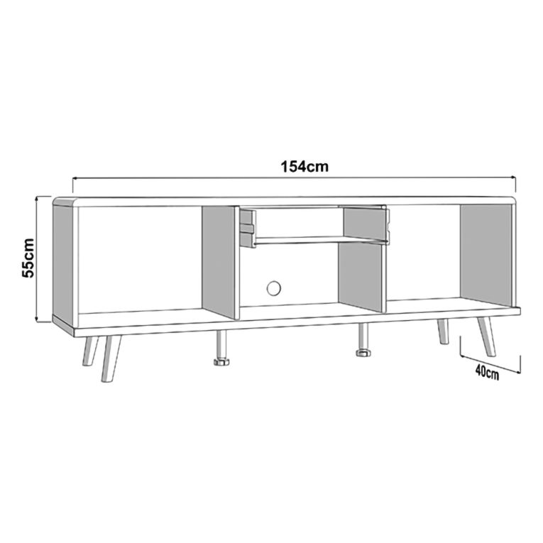 Mobile Porta tv Bianco Marrone Rovere Nodi un Cassetto un Ripiano 154x40x55h cm, 2 Ante - Stra