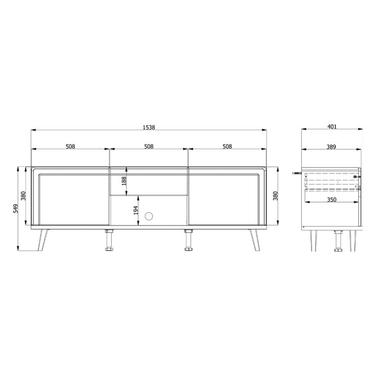 Mobile Porta tv Bianco Marrone Rovere Nodi un Cassetto un Ripiano 154x40x55h cm, 2 Ante - Stra