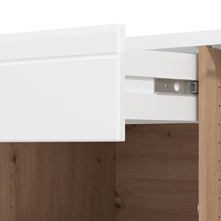 Mobile Porta tv Bianco Marrone Rovere Nodi un Cassetto un Ripiano 154x40x55h cm, 2 Ante - Stra