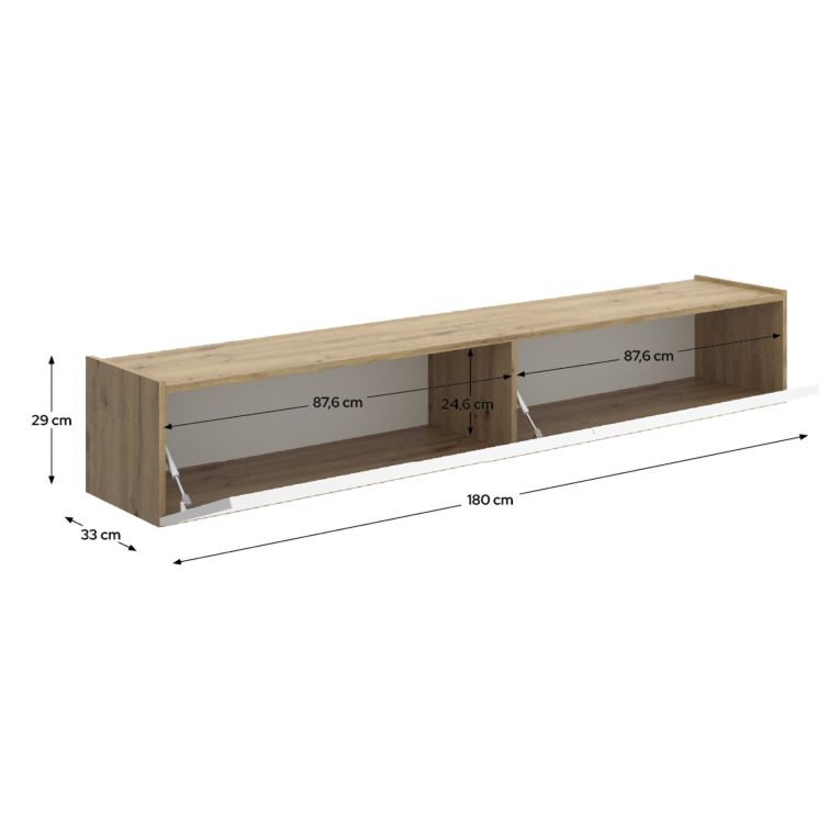 Mobile Porta tv Bianco Marrone Rovere Nodi un Ripiano 2 Ante 35x180x29h cm, 2 Vani - Bigfork