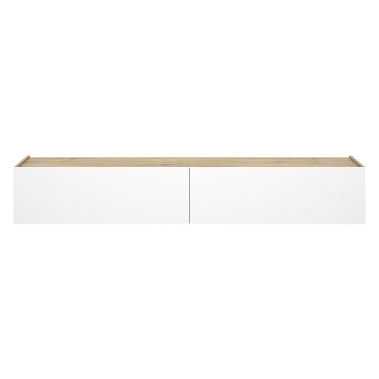 Mobile Porta tv Bianco Marrone Rovere Nodi un Ripiano 2 Ante 35x180x29h cm, 2 Vani - Bigfork
