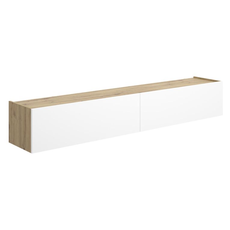 Mobile Porta tv Bianco Marrone Rovere Nodi un Ripiano 2 Ante 35x180x29h cm, 2 Vani - Bigfork