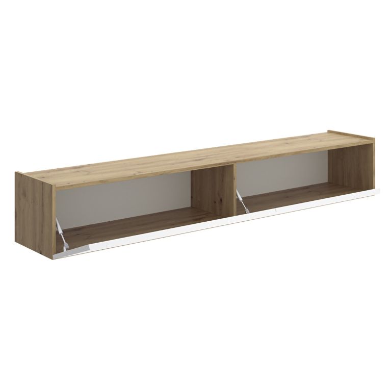 Mobile Porta tv Bianco Marrone Rovere Nodi un Ripiano 2 Ante 35x180x29h cm, 2 Vani - Bigfork