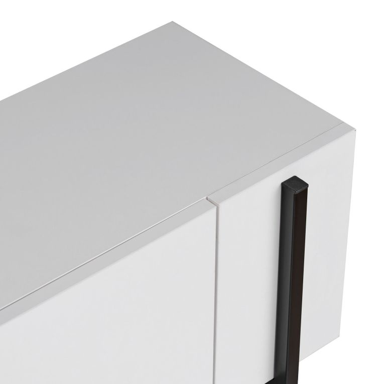 Mobile Porta tv Bianco Nero 2 Ante 4 Vani 180x30x45h cm, Apertura a Ribalta - Noga