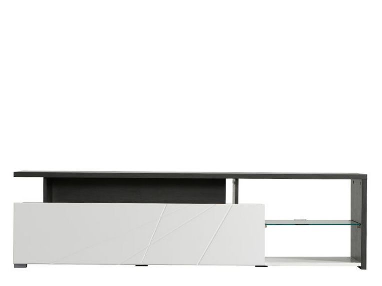 Mobile Porta tv Bianco Nero Antracite 6 Ripiani 5 Vani 170x42x47h cm, Un'anta - Induno