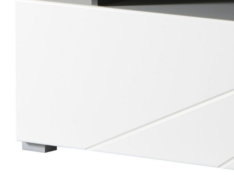 Mobile Porta tv Bianco Nero Antracite 6 Ripiani Un'anta 170x41.5x46.5h cm, Dettaglio Geometrico, Ripiano in Vetro - Induno