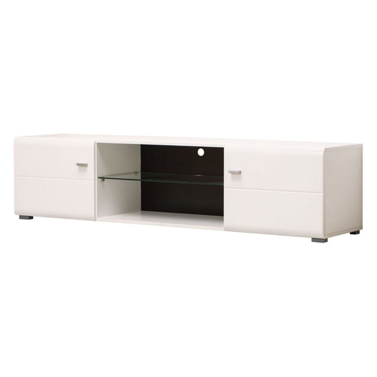 Mobile Porta tv Bianco Nero un Ripiano 2 Ante 170x41.5x41.5h cm, Ripiano in Vetro - Furci