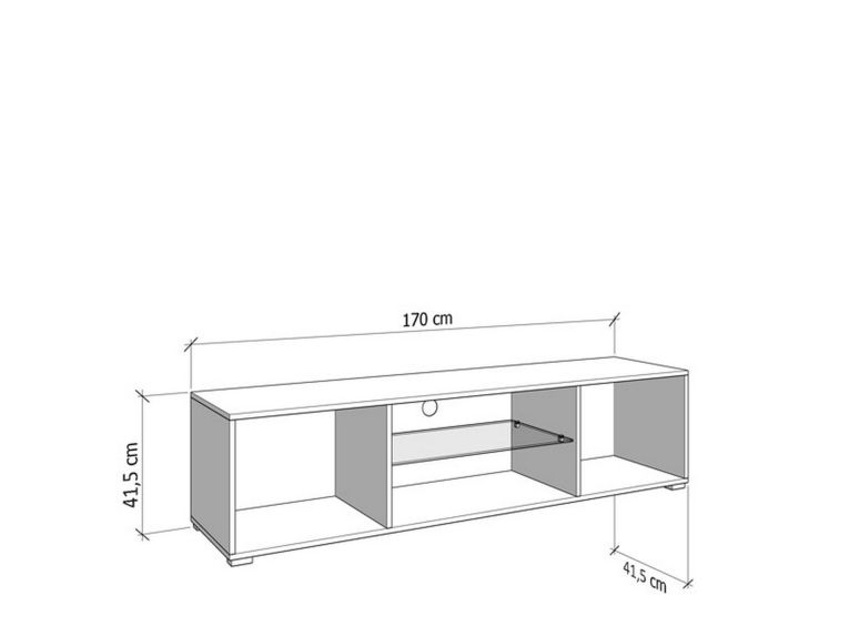 Mobile Porta tv Bianco Nero un Ripiano 2 Ante 170x41.5x41.5h cm, Ripiano in Vetro - Furci