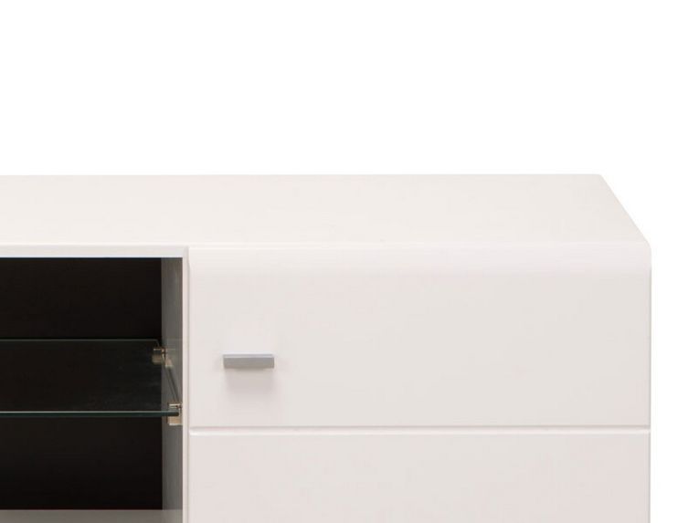 Mobile Porta tv Bianco Nero un Ripiano 2 Ante 170x41.5x41.5h cm, Ripiano in Vetro - Furci