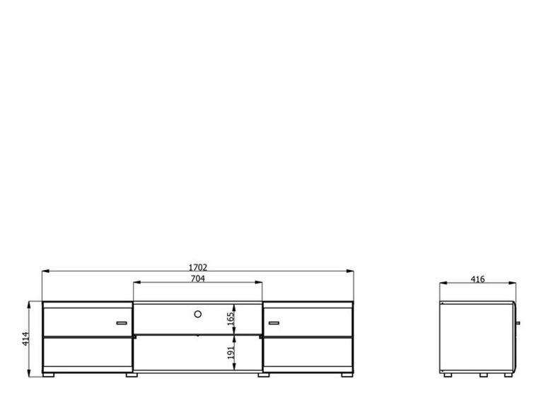 Mobile Porta tv Bianco Nero un Ripiano 2 Ante 170x41.5x41.5h cm, Ripiano in Vetro - Furci