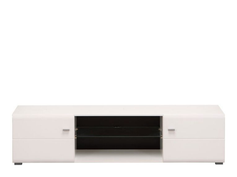Mobile Porta tv Bianco Nero un Ripiano 2 Ante 170x41.5x41.5h cm, Ripiano in Vetro - Furci