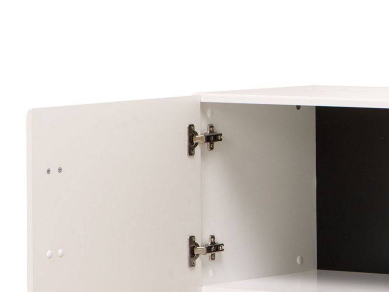 Mobile Porta tv Bianco Nero un Ripiano 2 Ante 170x41.5x41.5h cm, Ripiano in Vetro - Furci