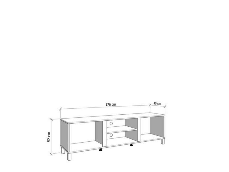 Mobile Porta tv Bianco Opaco Marrone Rovere 2 Ripiani 4 Vani 176x40x52h cm, 2 Ante - Dragoni