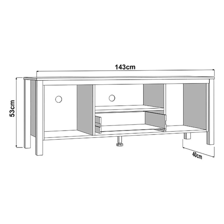 Mobile Porta tv Bianco Opaco Marrone Rovere un Cassetto 2 Ripiani 143x40x53h cm, 2 Ante - Sampe