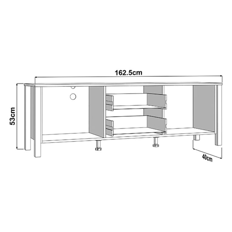 Mobile Porta tv Bianco Opaco Marrone Rovere un Cassetto un Ripiano 163x40x53h cm, 2 Ante - Zavatt