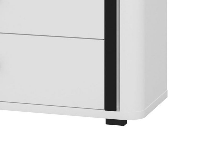 Mobile Porta tv Bianco Opaco Nero 4 Cassetti un Ripiano 176.5x40x52h cm, Apertura Scorrevole - Terenzo