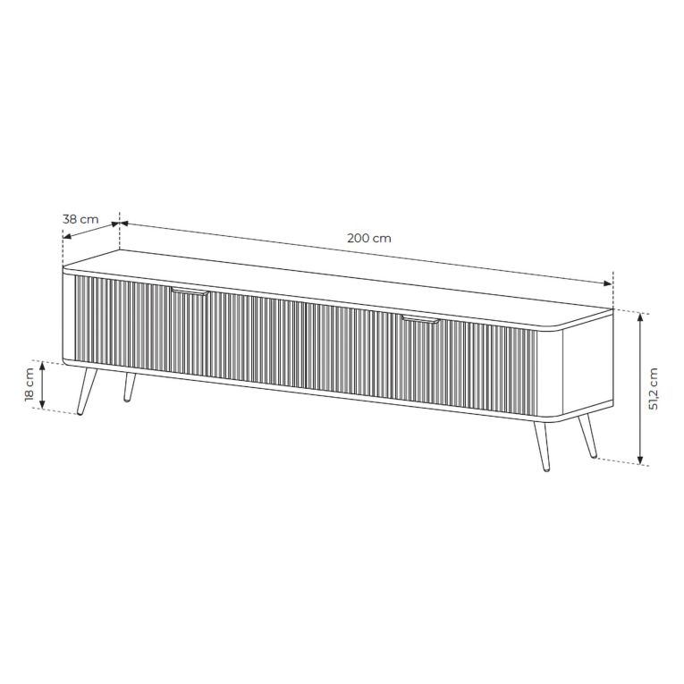 Mobile Porta tv Bianco oro 2 Ripiani 2 Ante 163x38x51h cm, Ante Effetto Rigato con Piedini - Kalase