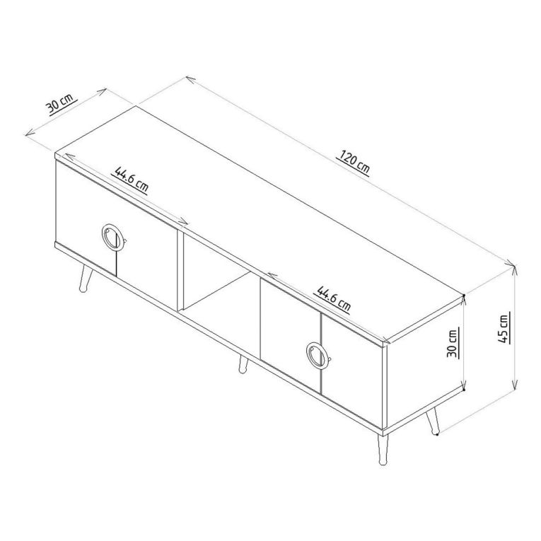 Mobile Porta tv Bianco oro 4 Ante 3 Vani 120x30x45h cm, Apertura a Ribalta - Ravarino