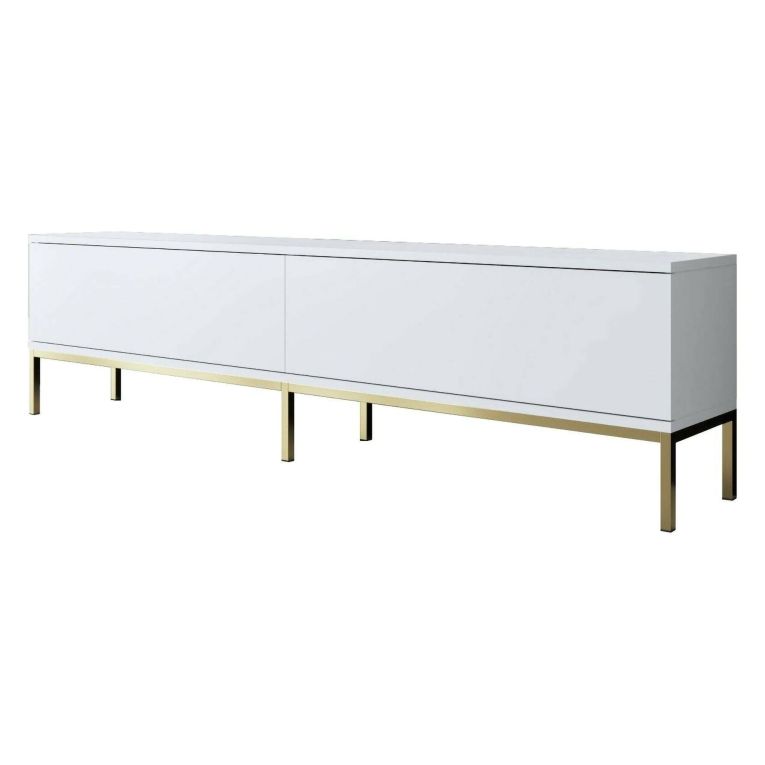Mobile Porta tv Bianco oro Cassetti un Ripiano 180x30x47h cm, 2 Ante - Espero