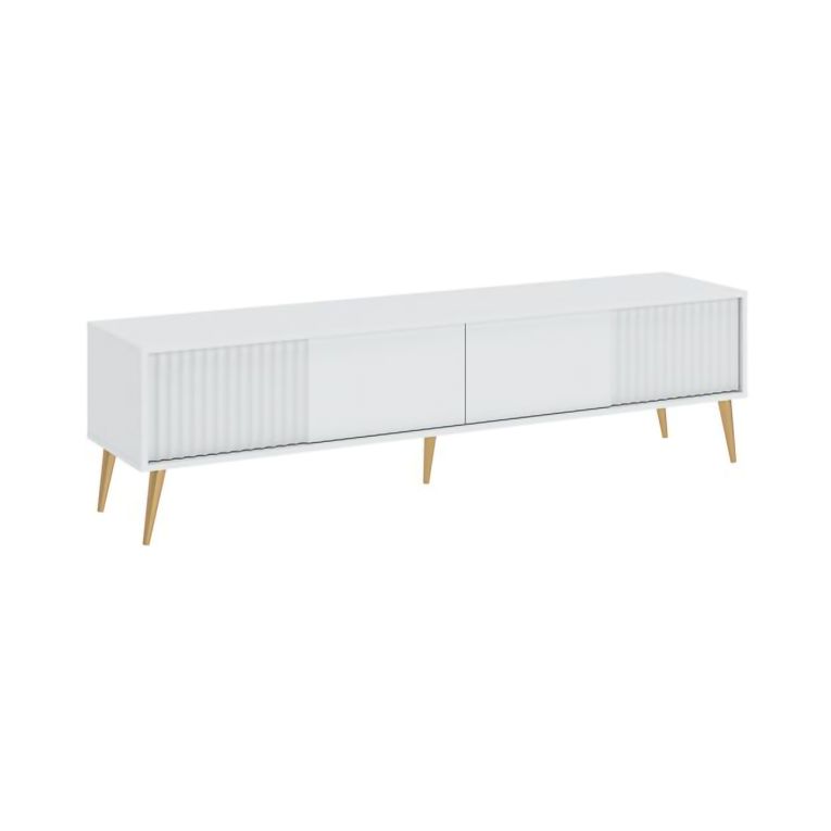 Mobile Porta tv Bianco oro un Ripiano 2 Ante 180x40x48h cm, con Piedini - Lilelora