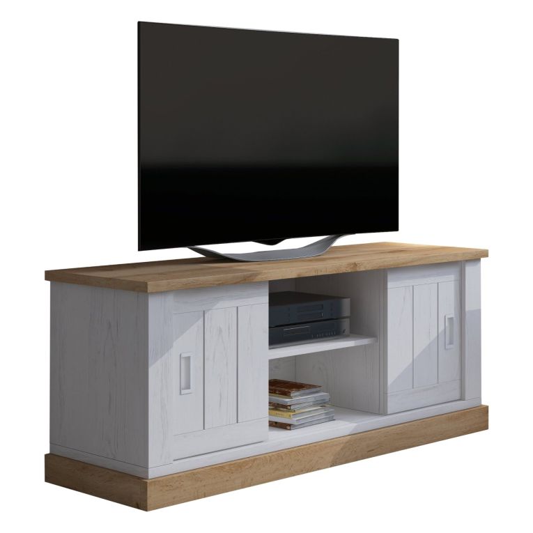 Mobile Porta tv Bianco Rovere Marrone un Ripiano 4 Vani 45x46x60h cm, 2 Ante - Mesola