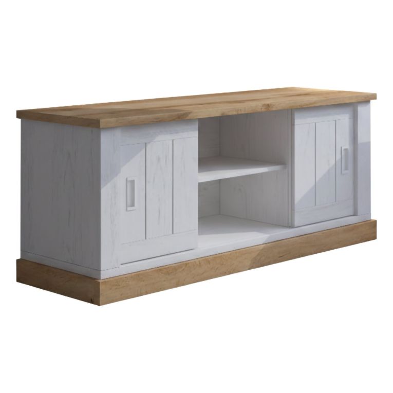 Mobile Porta tv Bianco Rovere Marrone un Ripiano 4 Vani 45x46x60h cm, 2 Ante - Mesola