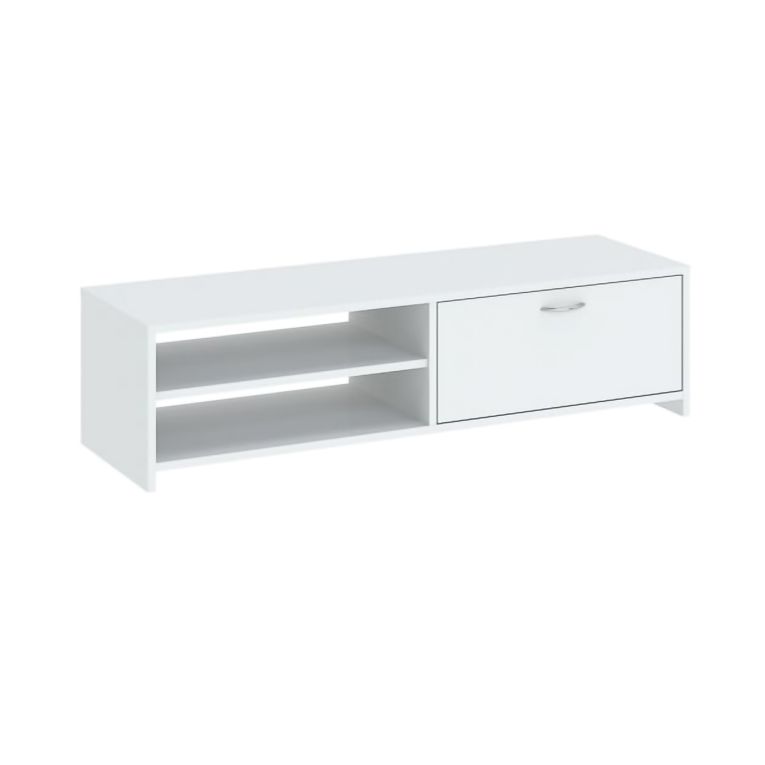 Mobile Porta tv Bianco un Cassetto 2 Ripiani 120x39x31h cm, 2 Vani - Lilali