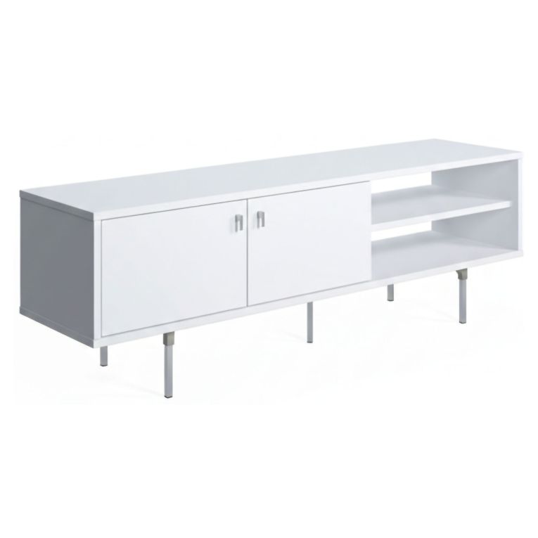 Mobile Porta tv Bianco un Ripiano 3 Vani 140x35x45h cm, Apertura Battente - Militello