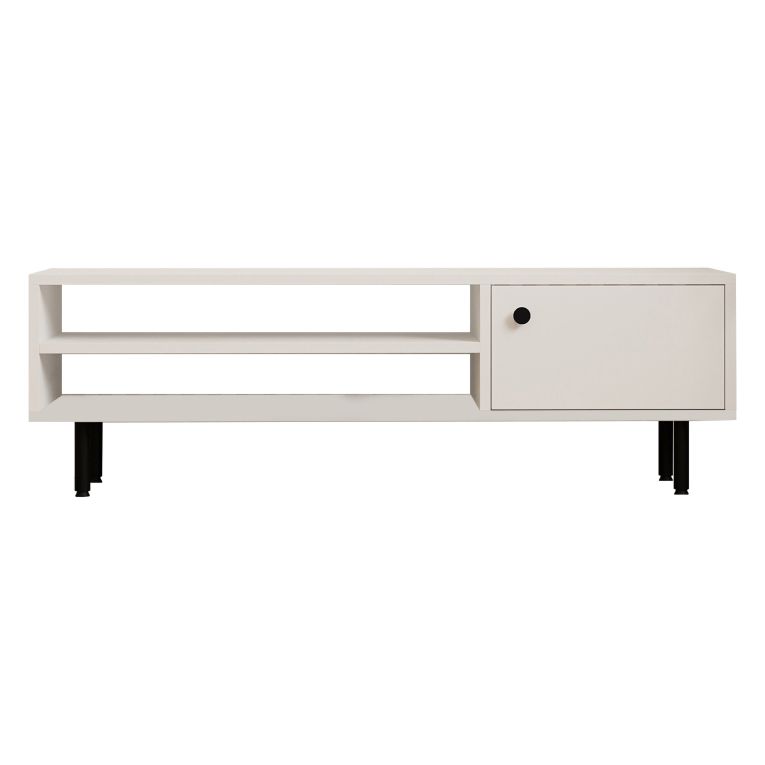 Mobile Porta tv Bianco un Ripiano Apertura Battente 120x30x38h cm, Un'anta - Metomaha