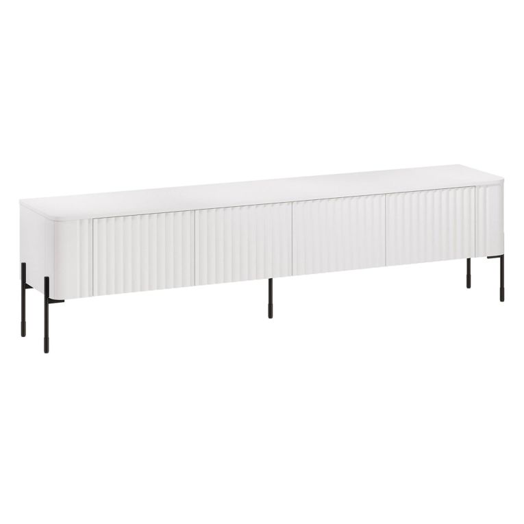 Mobile Porta tv Bianco un Ripiano Apertura Battente 190x40x50h cm, 4 Ante - Brembana