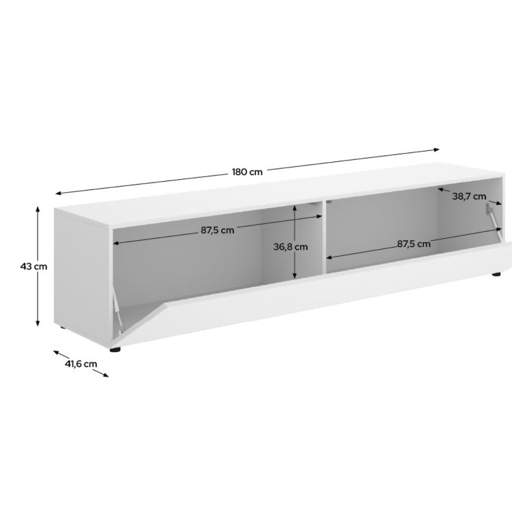Mobile Porta tv Bianco un Ripiano Un'anta 42x180x42h cm, 2 Vani - Borger