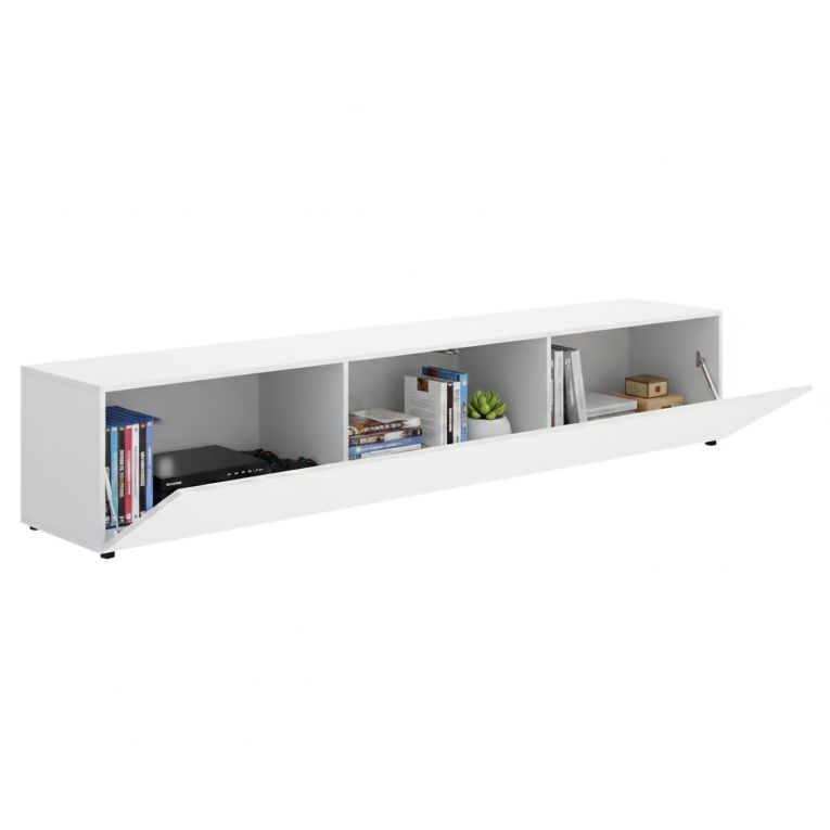 Mobile Porta tv Bianco un Ripiano Un'anta 42x220x42h cm, 2 Vani - Brewster