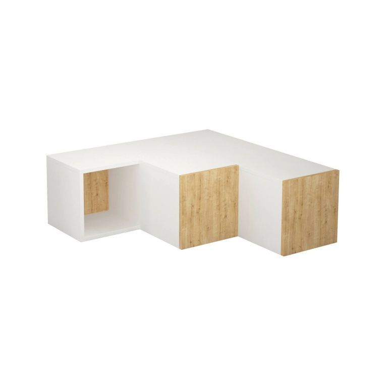 Mobile porta TV Bliksem, Credenza da soggiorno, Armadio basso per TV, Base parete attrezzata, 90x92 h32 cm, Bianco e Quercia