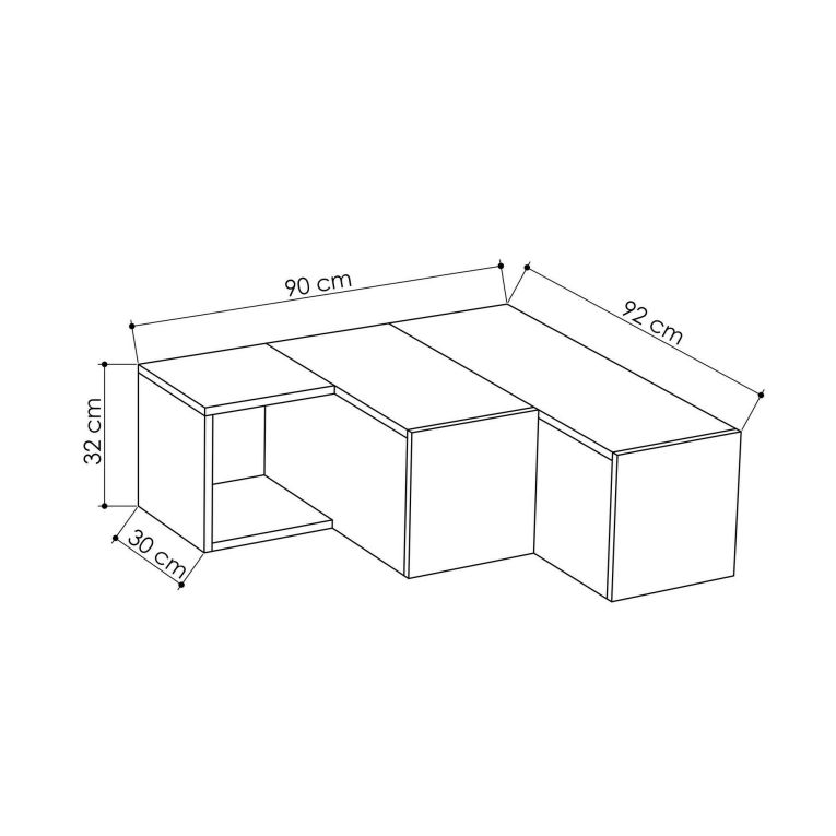 Mobile porta TV Bliksem, Credenza da soggiorno, Armadio basso per TV, Base parete attrezzata, 90x92 h32 cm, Bianco e Quercia