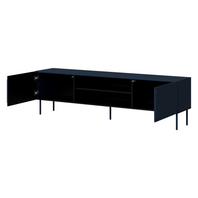 Mobile Porta tv blu un Ripiano 2 Ante 200x42x57h cm, con Piedini in Metallo - Cesara