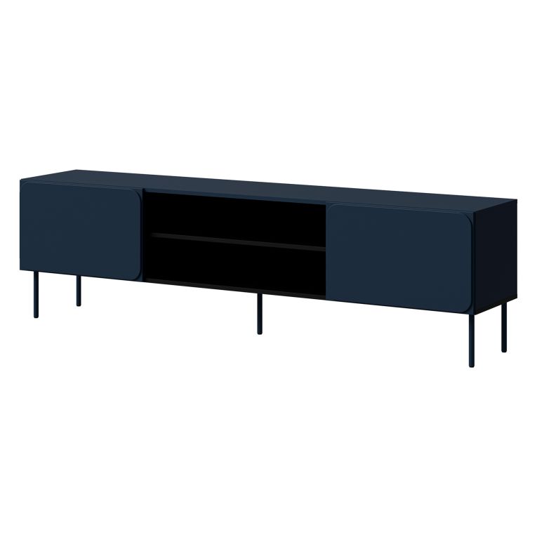 Mobile Porta tv blu un Ripiano 2 Ante 200x42x57h cm, con Piedini in Metallo - Cesara