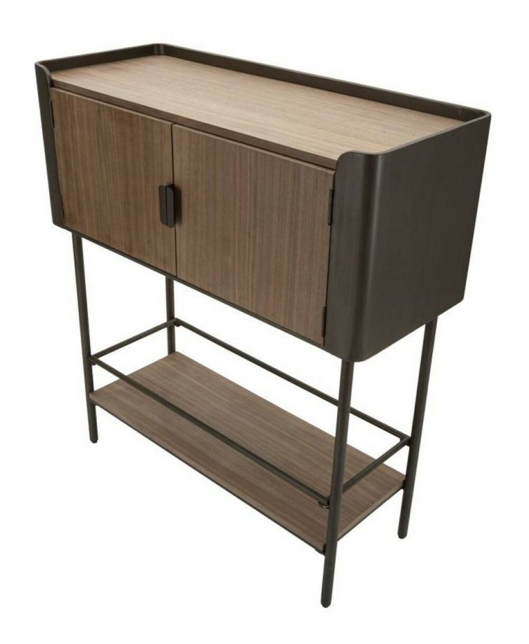 Mobile porta TV Bollengo, Credenza da soggiorno, Armadio basso per TV, Base parete attrezzata, 100x42 h110 cm, Grigio e Marrone