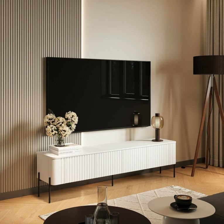 Mobile porta TV Brembana, 190x40 h50 cm, Bianco