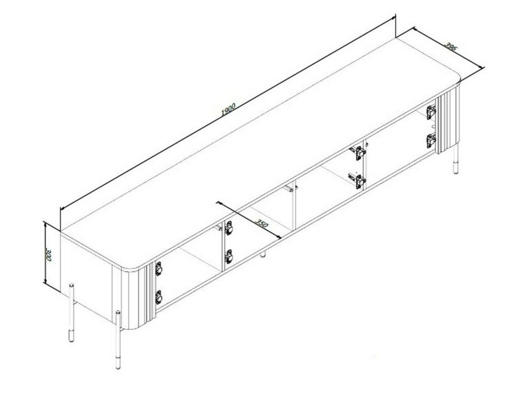 Mobile porta TV Brembana, 190x40 h50 cm, Bianco