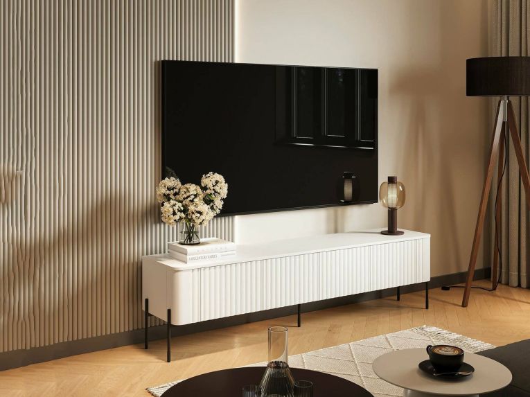 Mobile porta TV Brembana, 190x40 h50 cm, Bianco
