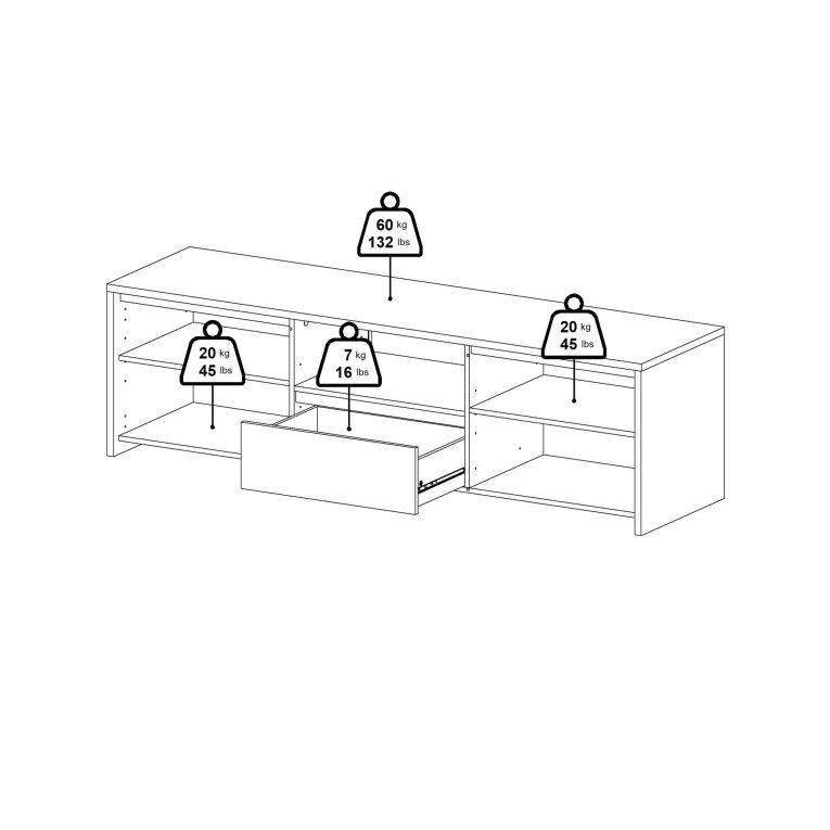 Mobile porta TV Catherine, Credenza da soggiorno, Armadio basso per TV, Base parete attrezzata, 48x179 h52 cm, Rovere e Bianco