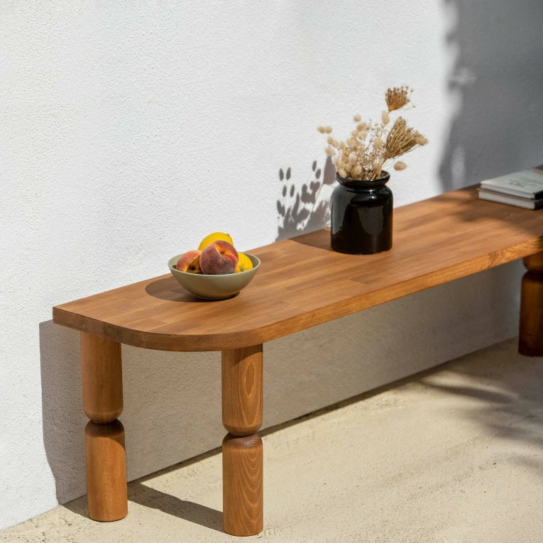 Mobile porta TV Ceres, Supporto per televisione da salotto, Credenza bassa da soggiorno, Base porta TV, 140x35h40 cm, Naturale