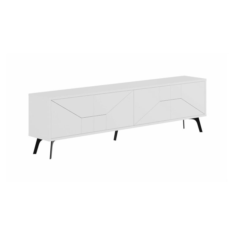 Mobile porta TV Chiron, Credenza da soggiorno, Armadio basso per TV, Base parete attrezzata, 180x30 h50 cm, Bianco