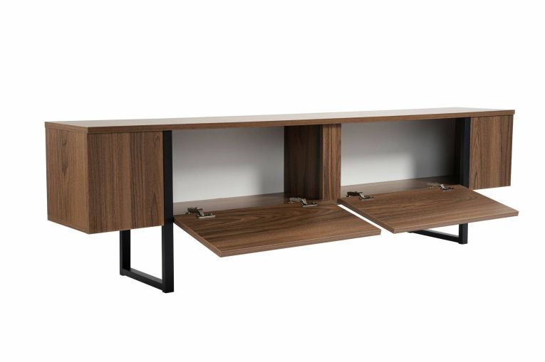 Mobile porta TV Colzate, Credenza da soggiorno, Armadio basso per TV, Base parete attrezzata, 180x30 h50 cm, Noce e Nero