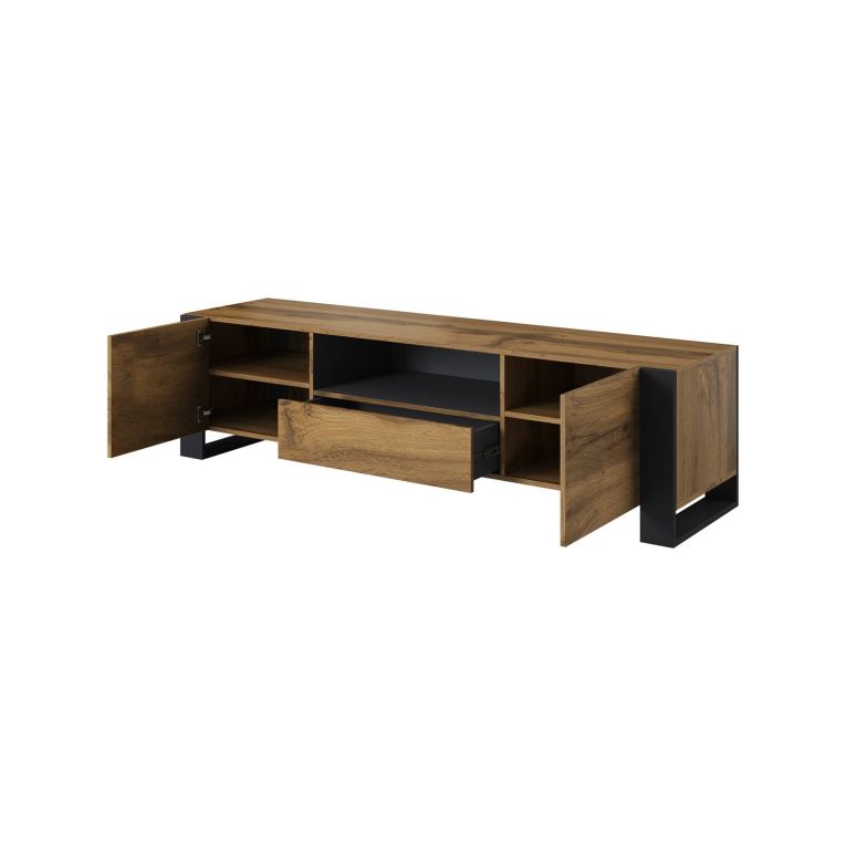Mobile porta TV Dronero, 180x44 h48 cm, Rovere Nodi e Antracite