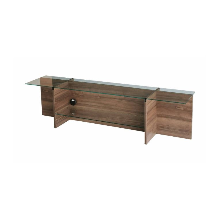 Mobile porta TV Erinyes, Supporto per televisione da salotto, Credenza bassa da soggiorno, Base porta TV, 158x35h40 cm, Noce