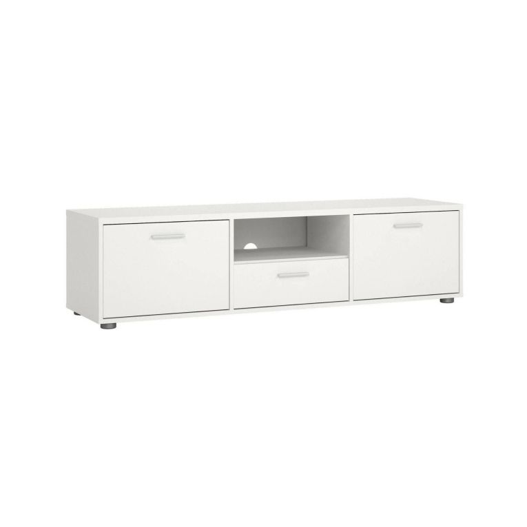 Mobile porta TV Fernande, Credenza da soggiorno, Armadio basso per TV, Base parete attrezzata, 40x147 h38 cm, Bianco