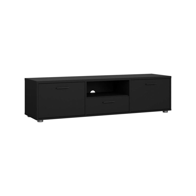 Mobile porta TV Fernande, Credenza da soggiorno, Armadio basso per TV, Base parete attrezzata, 40x147 h38 cm, Nero
