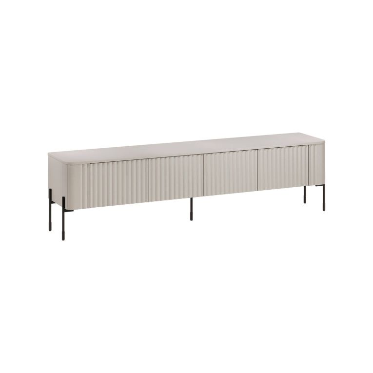 Mobile porta TV Fiaes, Madia da salotto con quattro ante battenti, Rialzato da terra, 190x40 h50 cm, Beige
