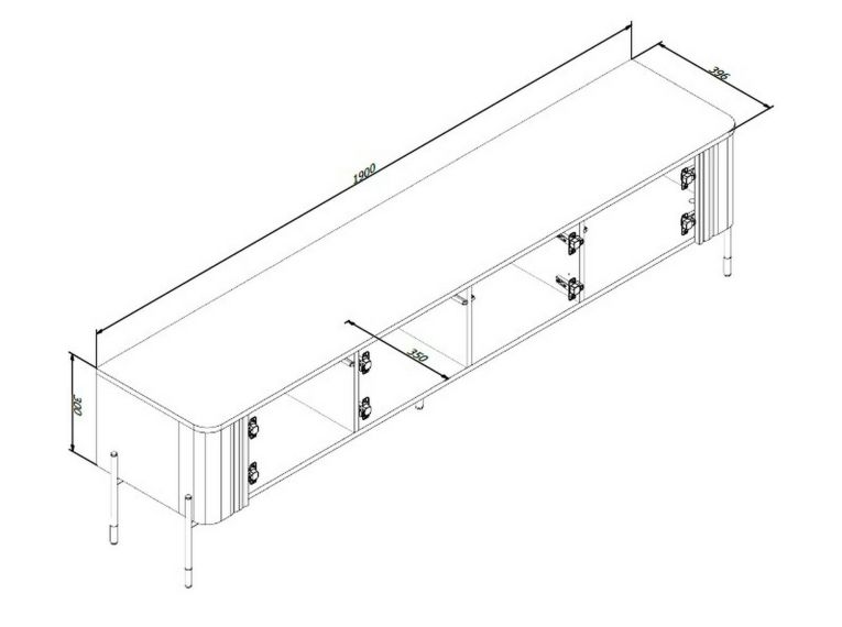 Mobile porta TV Fiaes, Madia da salotto con quattro ante battenti, Rialzato da terra, 190x40 h50 cm, Beige
